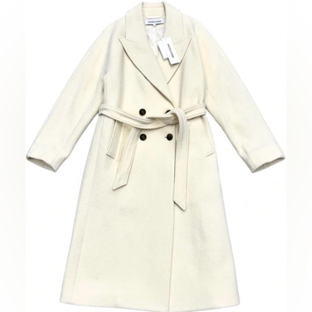 VERONICA BEARD Della Dickey double-breasted wool coat Ecru Cream Ivory L NWT - Picture 5 of 8